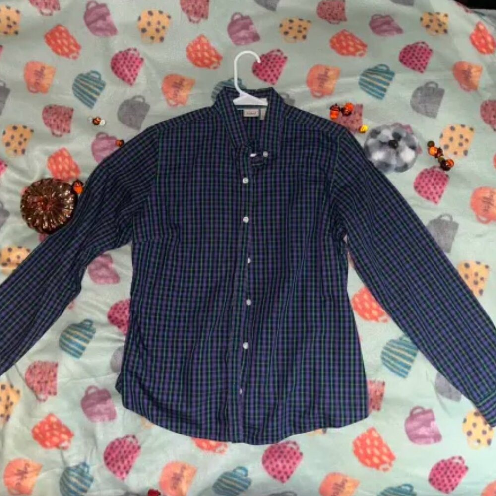 L.L Bean Purple Button Down Dress Shirt